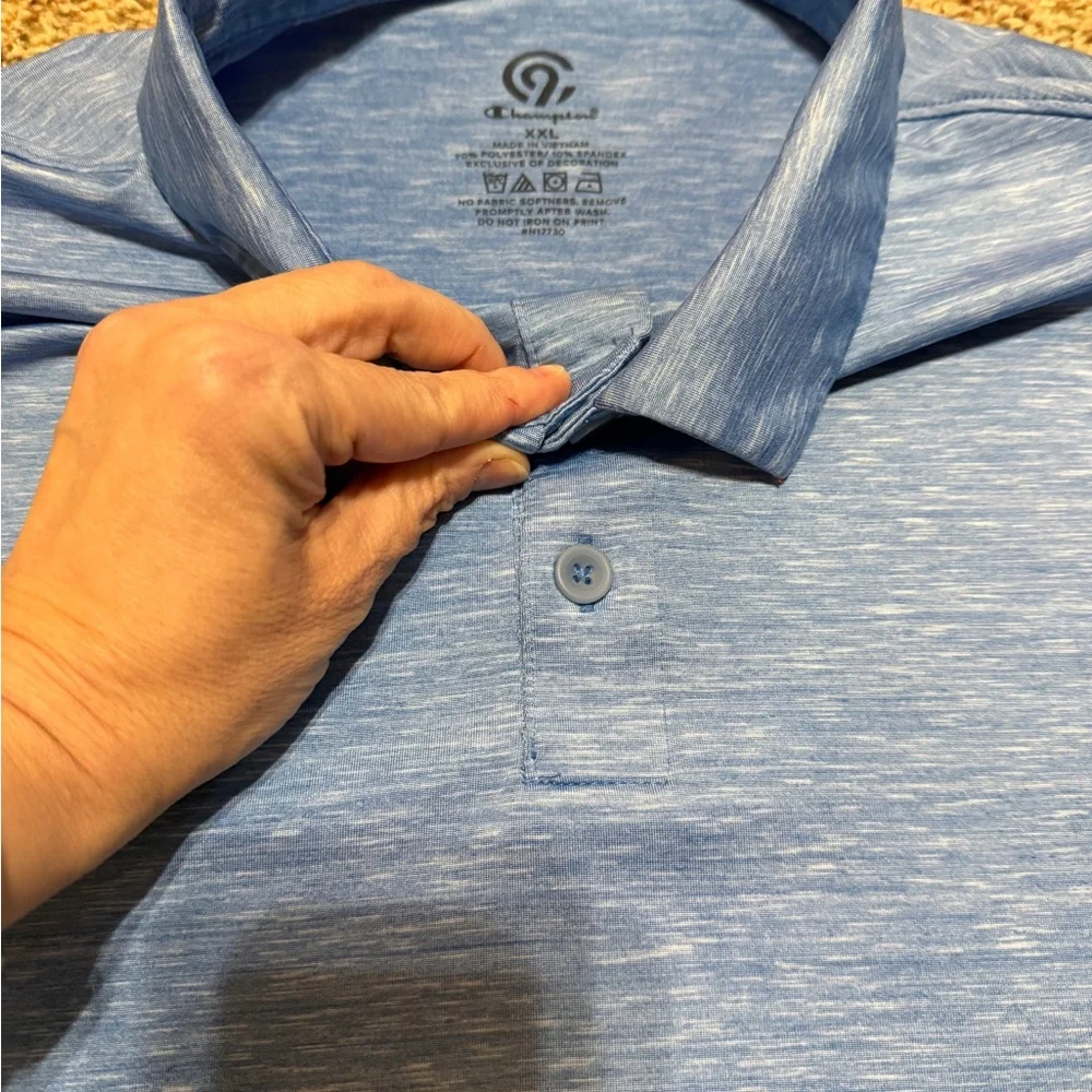 Champion Lightweight Blue Polo Shirt Size XXL 2XL - Picture 3 of 5